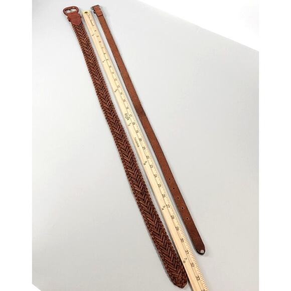 2 Leather Belt Talbot Chicos Womens Size Small Brown Plaited Skinny Bundle - Picture 13 of 15
